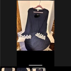 Black Dress with Lace Trim